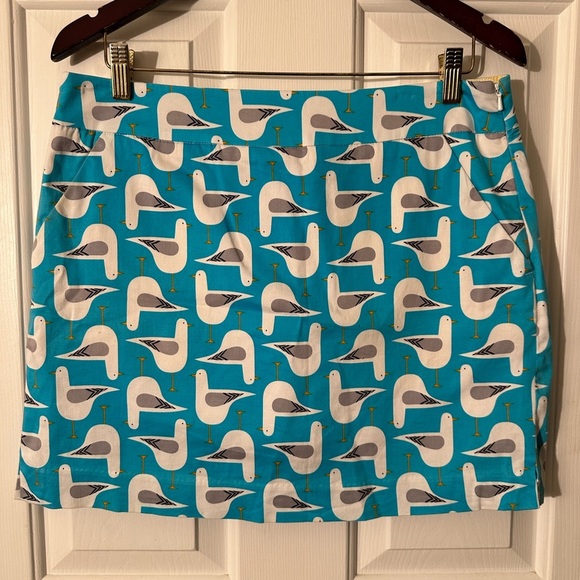 LOUDMOUTH LADIES Size 8 Bodega Bay Blue Teal Seagull Bird Whimsical Golf Skort - Picture 2 of 12